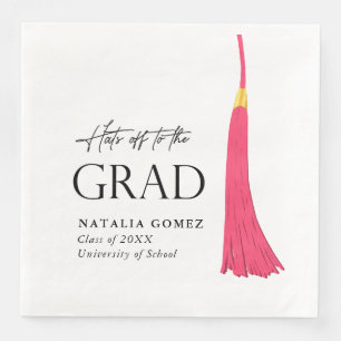 Hats av till Grad Rosa & Guld Tassel Studenten Pappersservett