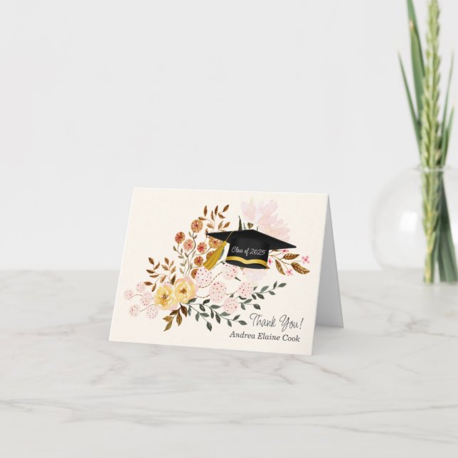 Hats av till Student Boho Flowers Tack Kort (Framsida)
