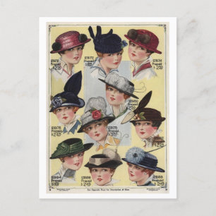 Hats från Vintage 1916 Montgomery Ward-katalog Vykort