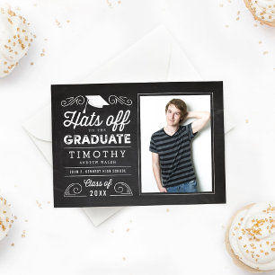 Hats off Chalkboard Studenten Inbjudningar