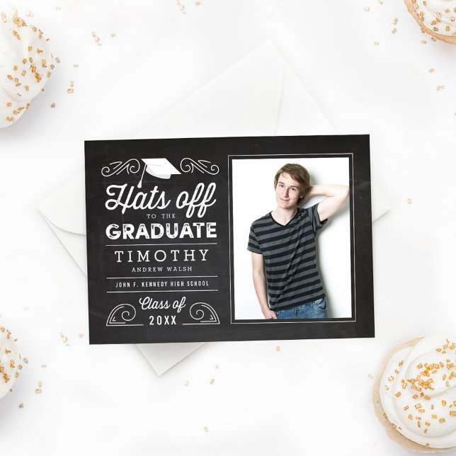 Hats off Chalkboard Studenten Inbjudningar (Skapare uppladdad)