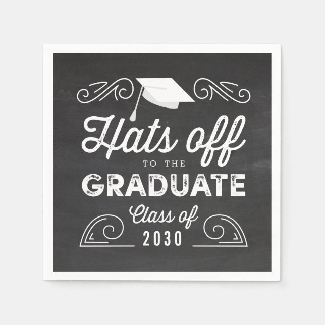 Hats off Chalkboard Studenten Napkins Pappersservett (Framsidan)