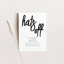 Hats off Grad Party Black and White-inbjudan Inbjudningar