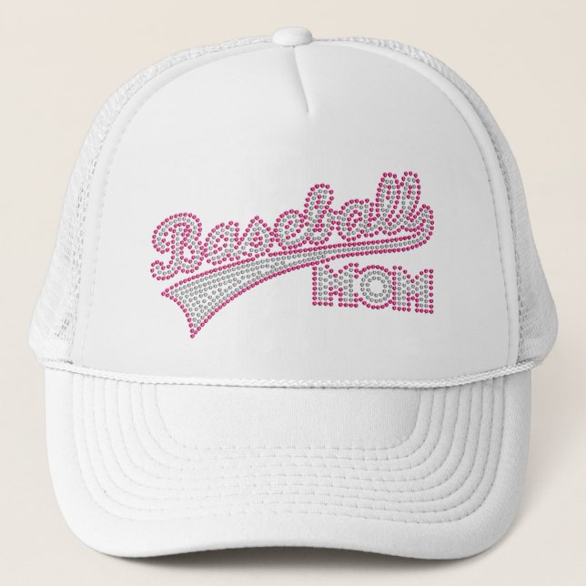 Hatt för rosa- och grå färgbaseballmamma truckerkeps (Framsida)