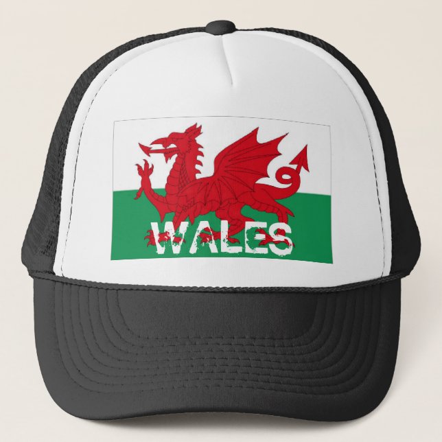 Hatt för souvenir för Wales welsh cymruflagga Truckerkeps (Framsida)
