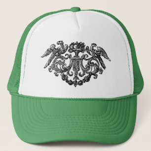 Hatt för vintagefågelillustration truckerkeps