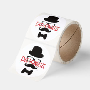 Hatt glasögon mustasch flugsvarta vintage runt klistermärke