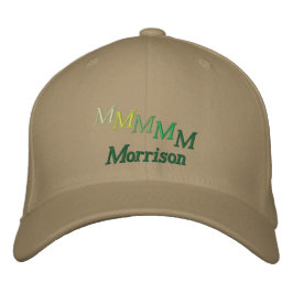 Hatt - Namn och förskjutet monogram (grönt) Broderad Keps