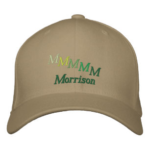 Hatt - Namn och förskjutet monogram (grönt) Broderad Keps