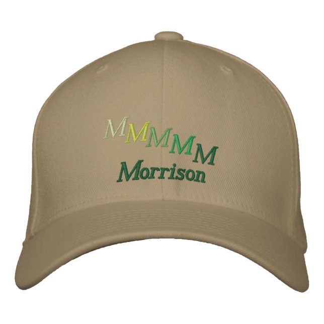 Hatt - Namn och förskjutet monogram (grönt) Broderad Keps (Framsida)