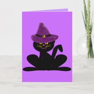 Hatt på ett kort för hälsning för kattHalloween