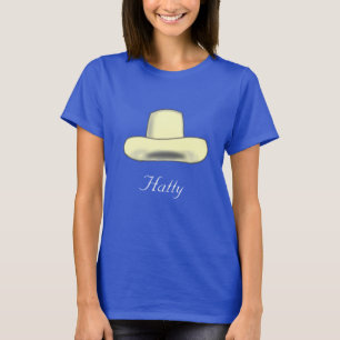 Hatt tecknad bild & redigerbar text T-Shirt