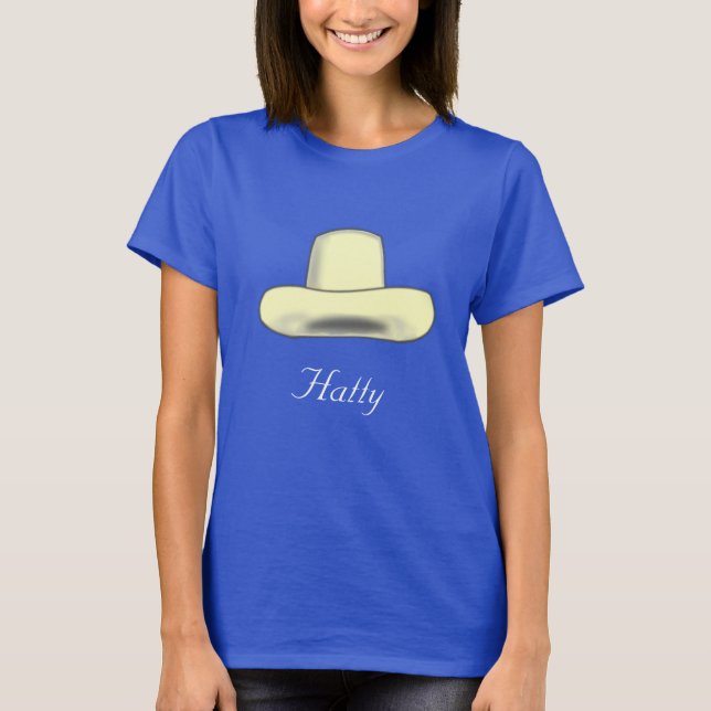 Hatt tecknad bild & redigerbar text T-Shirt (Framsida)