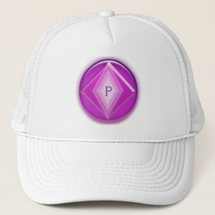 Hatt - Tredimensionellt emblem i lila och rosa Keps