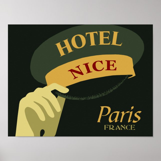Hattar av för ett Nice Hotel Paris Frankrike retro Poster (Framsidan)