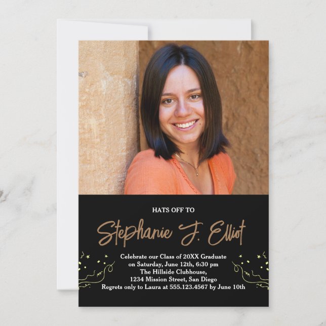 Hattar av minimalistisk Studentfest av foto Inbjudningar (Framsida)