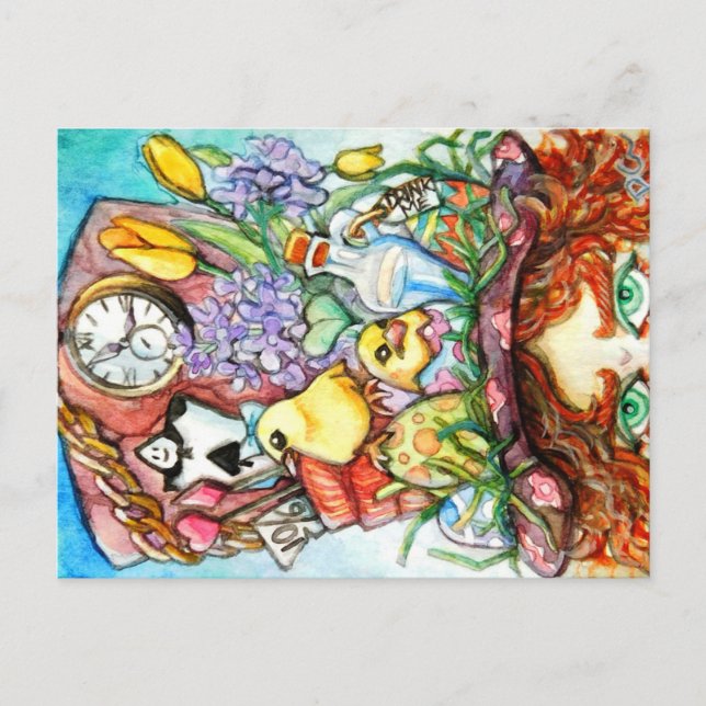 Hatter och hans Vår Hat Design Vykort (Framsida)