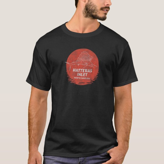 Hatteras Inlet NC Summertime Vacationing Fishing M T Shirt (Framsida)
