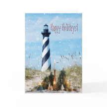 Hatteras Lighthouse Beach-jul - Helgdag Card