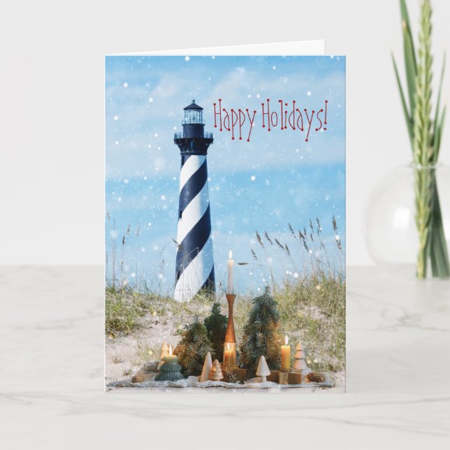 Hatteras Lighthouse Beach-jul - Helgdag Card Helgkort (Framsida)