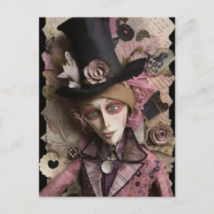 Hatters Borta Mad Mixed Media Collage Vykort
