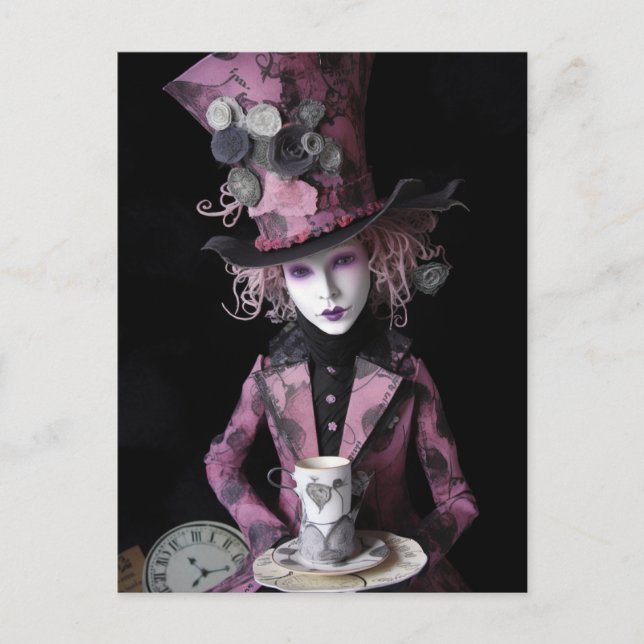 Hatters Tea Mixed Media Vykort (Framsida)