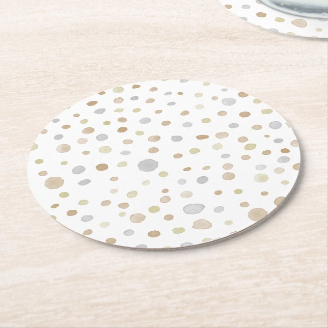 Hattie Confetti Watercolor Dots Papper Underlägg Rund (Vinklad)