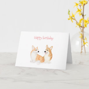 Hattie & Leah Pembroke Welsh corgis födelsedagskor Kort