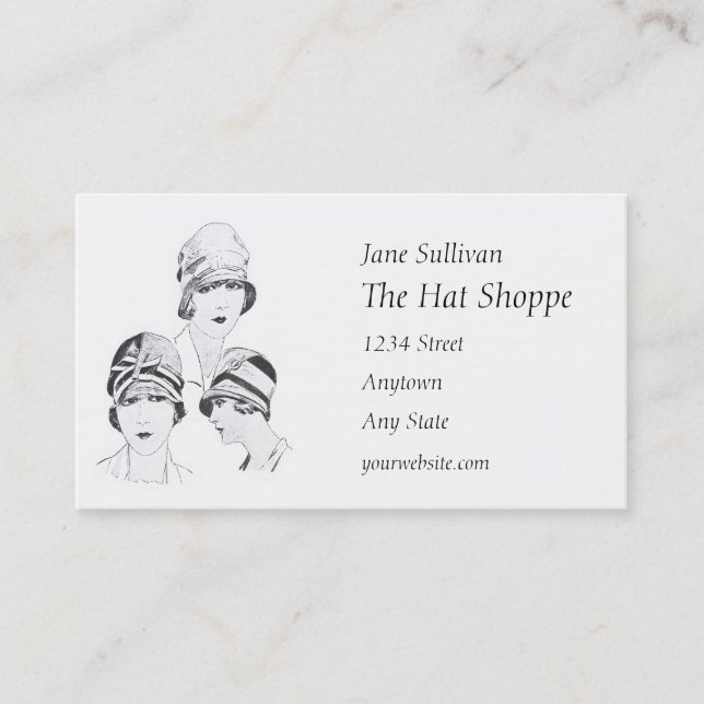 Hattmode som modellerar det ryta 20-talkortet för visitkort (Framsida)