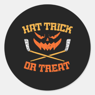 Hattrick eller bus eller isockey Halloween pojke m Runt Klistermärke