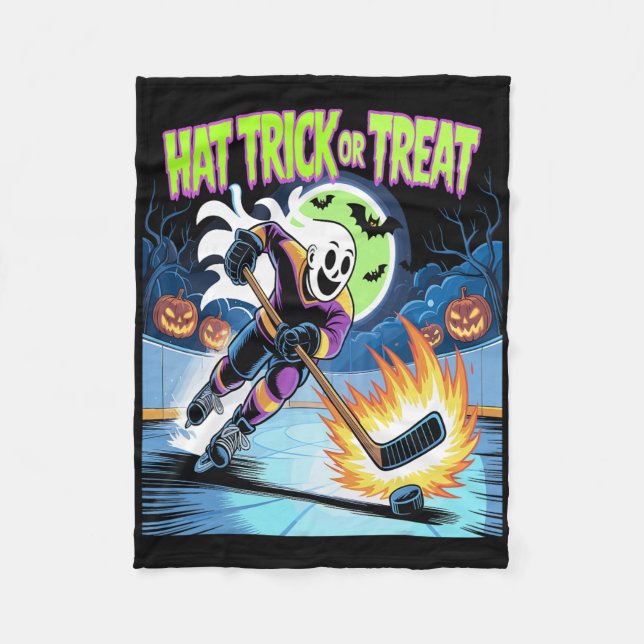 Hattrick eller bus Funny ishockey spök Halloween Fleecefilt (Framsidan)