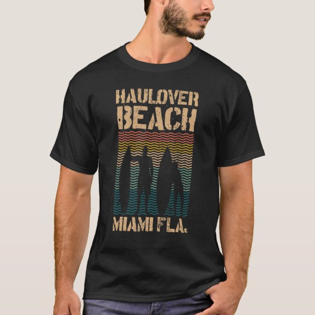 Hau Beach Miami Florida Surfa Spot Summer Souvenir T Shirt (Framsida)