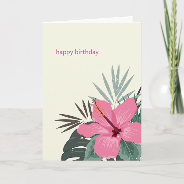 Hau"oli La Hanau Hawaiian Birthday Hibiscus Meddelande (Framsida)
