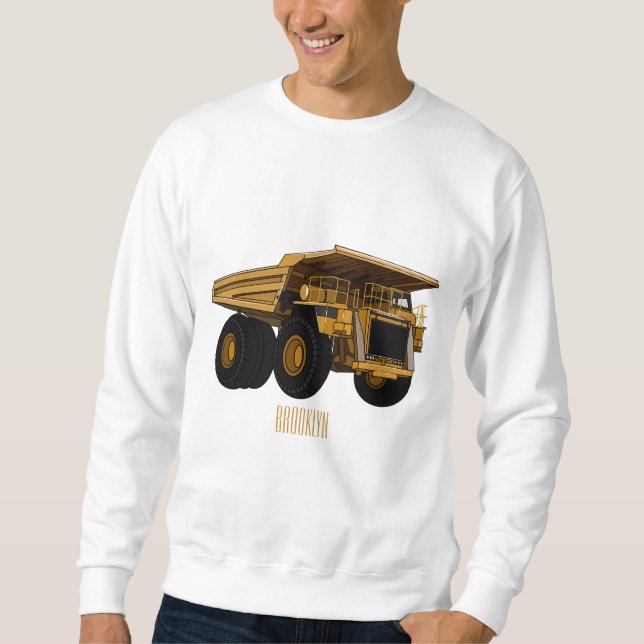 Haul lastbil tecknad illustration lång ärmad tröja (Framsida)