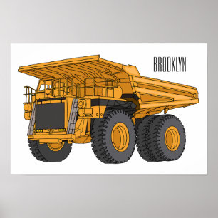 Haul lastbil tecknad illustration poster