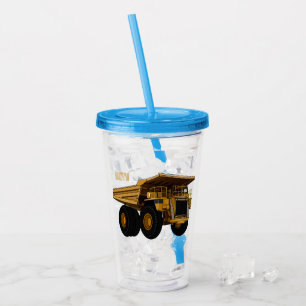 Haul lastbil tecknad illustration take away mugg