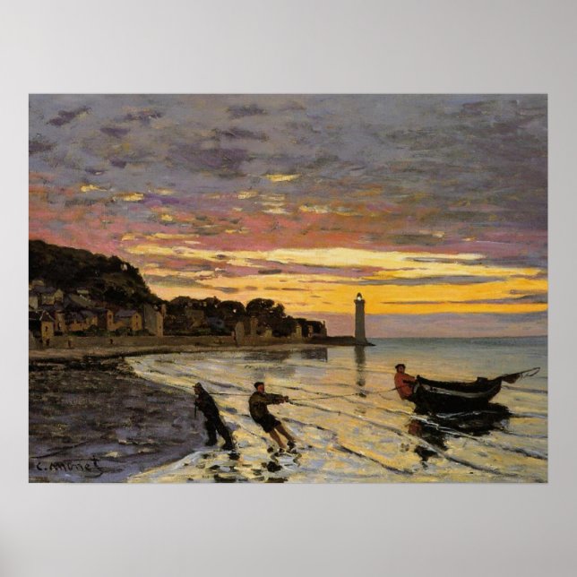 Hauling a Boat Ashore, Honfleur Poster (Framsidan)