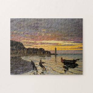Hauling Boat Ashore Honfleur Monet Fine Art Pussel