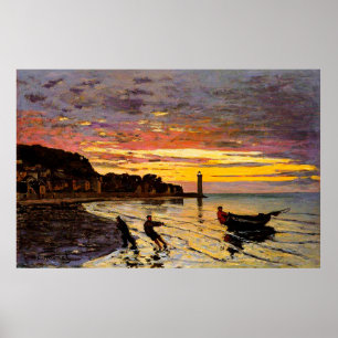 Hauling ett fartyg Ashore, Honfleur, 1864 Poster