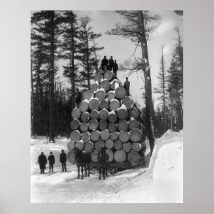 Hauling Logs in Michigan, 1890-talet Poster