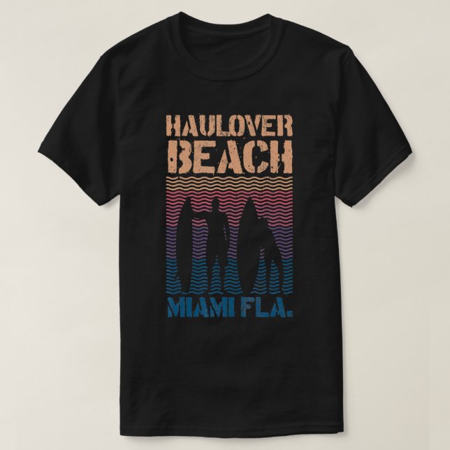 Haulover Beach Miami Florida Surfa Summer Souvenir T Shirt (Design framsida)