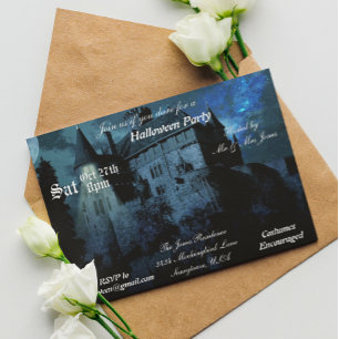 Haunsion Castle House Night Halloween Inbjudningar