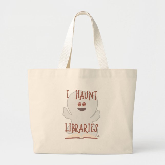Haunt Bibliotek Funny Bookish Ghost Art Jumbo Tygkasse (Framsidan)