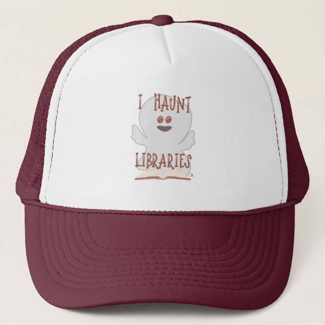 Haunt Bibliotek Funny Bookish Ghost Art Keps (Framsida)