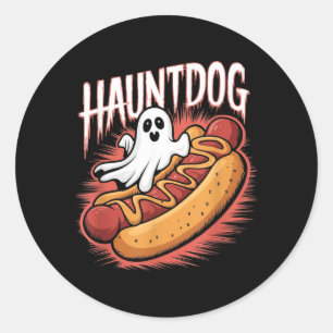 Hauntdog Rolig Spök Hot Dog Halloween Kostym Runt Klistermärke