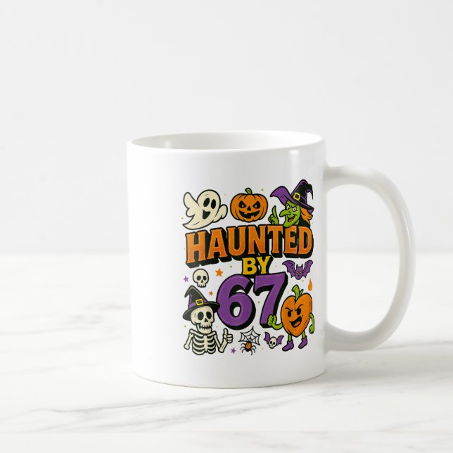 Haunted 67 Meme Six Seven 6-7 Funny Internet Joke  Kaffemugg (Höger)