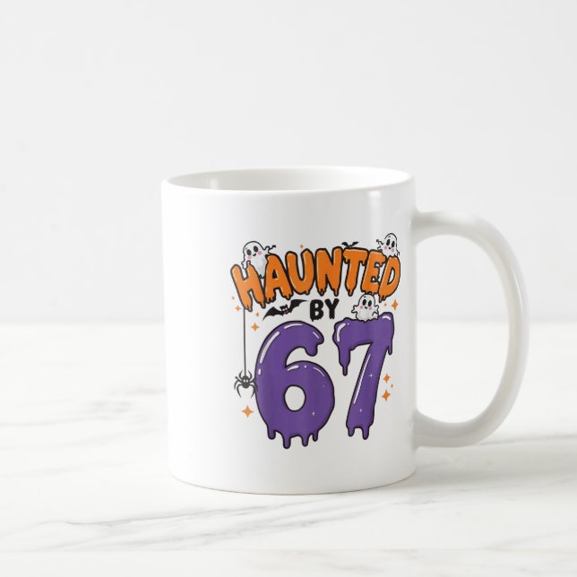 Haunted 67 Meme Six Seven 6-7 Funny Internet Joke  Kaffemugg (Höger)