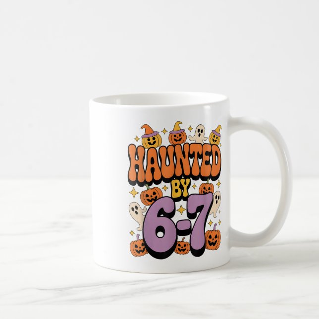 Haunted 67 Meme Six Seven 6-7 Funny Internet Joke  Kaffemugg (Höger)