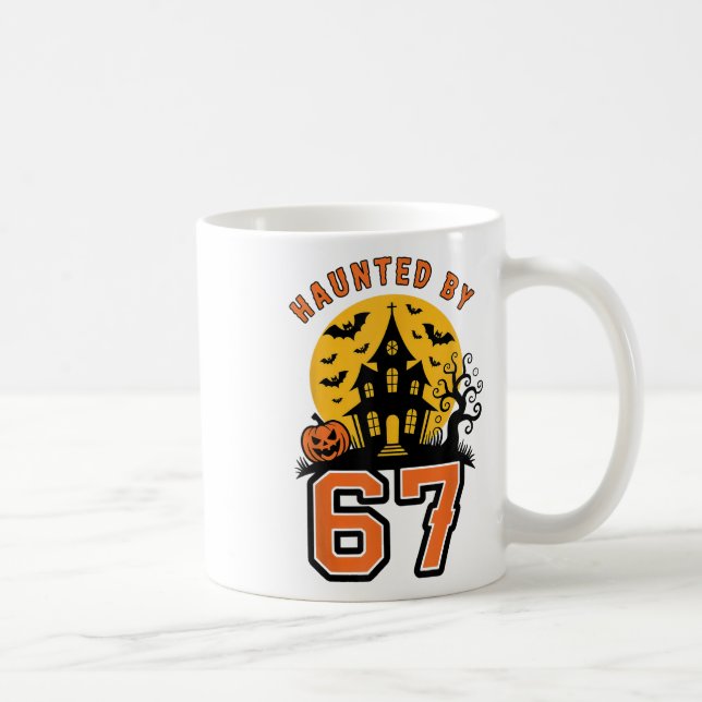 Haunted 67 Meme Six Seven 6-7 Funny Internet Joke  Kaffemugg (Höger)