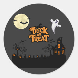 Haunted Backe | Classic Halloween House Silhouette Runt Klistermärke